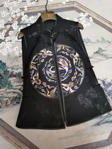 Original ethnic style womens Suzhou embroidery hand embroidered crane seed vest female waistcoat Chinese style retro