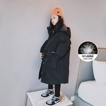 Spot girls down jacket 2021 winter dress new CUHK Scout over knee long section Child winter thick coat