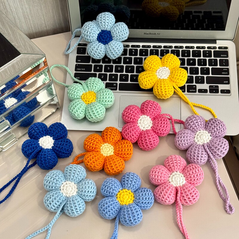 Finished Product 2.0 Hand-Crocheted Afghan Cute Floral Pendant Cotton Yarn Hanging Ornament ins Keychain Bag Pendant