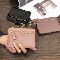 2021 European and American big brand leather short wallet women simple double zipper cowhide coin bag hipster coin bag