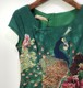 빨간색 여름 일일 치파오 아오자이 민족 스타일 라운드 넥 반팔 레이디 공작 모란 꽃 녹색 쉬폰 드레스