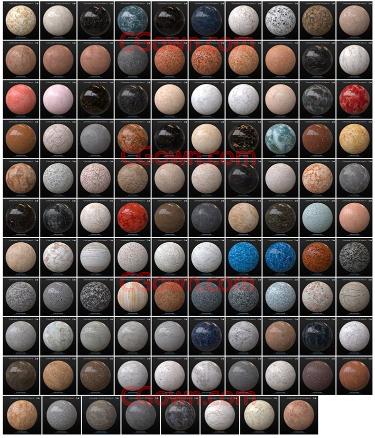 C4D预设Vray材质渲染4K纹理瓷砖大理石头织物木金属混凝土地路道-CG资源网 C4D预设Vray材质渲染4K纹理瓷砖大理石头织物木金属混凝土地路道