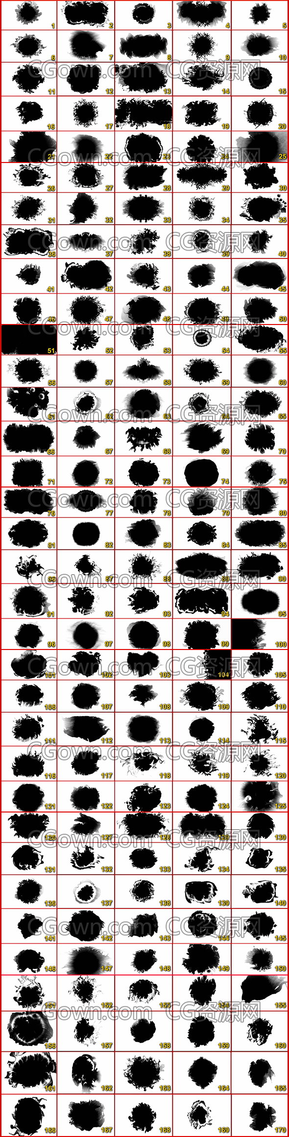 视频素材下载170组中国风水墨滴落晕开扩散效果动画4K分辨率资源