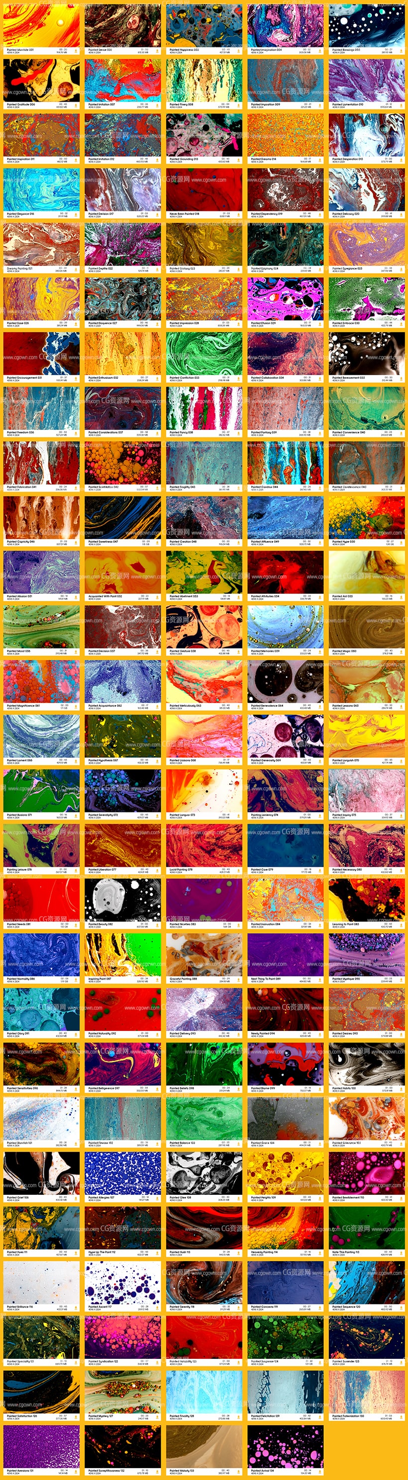 4K分辨率视频素材-134组多种彩色油漆流动水彩液体特效动画素材