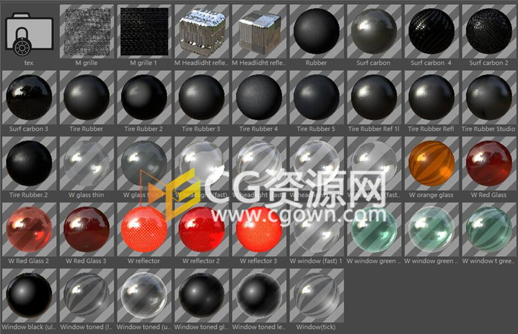 200种C4D车漆汽车材质预设+5组室内摄影棚环境场景预设Cinema 4D