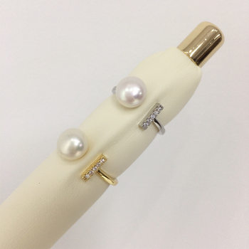 Natural freshwater pearl ring 18k real gold electroplating fashion simple open pearl ring