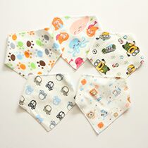 (Close the store and lose money) Mouth towel bib bib small square towel pure cotton double layer snap button thickened triangle towel
