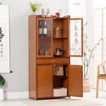 Bamboo microwave oven rack oven rack sideboard cabinet floor-to-floor multi-layer solid wood drawer locker