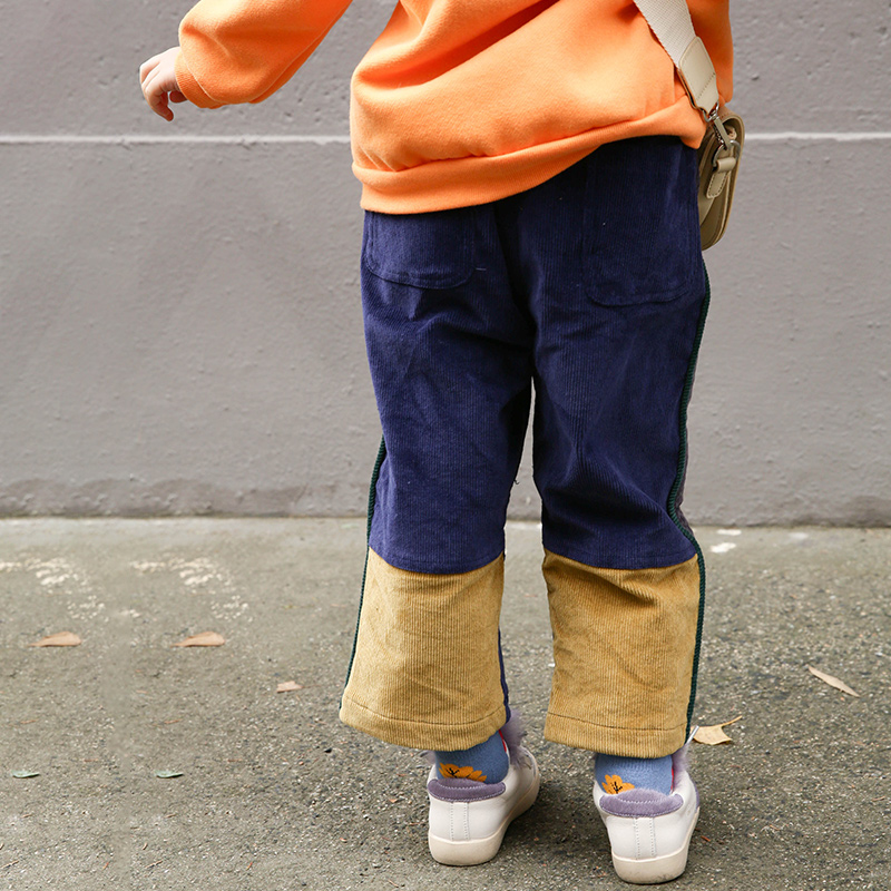 Li Xiaoxian boys and girls winter plus velvet corduroy children's casual pants E84K1739