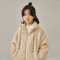 Pear small leisure children 2021 Winter new Korean version of foreign atmosphere children Girl stand collar plus cotton wool thick coat tide