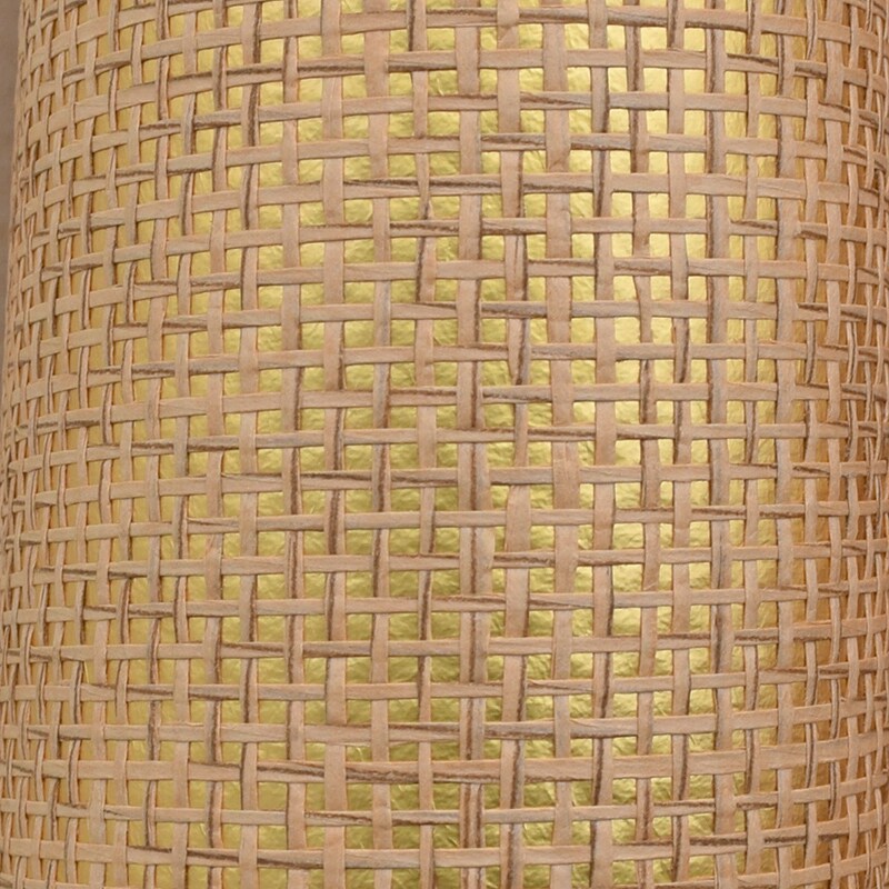 Real shot grid woven straw wallpaper retro hotel tea house background characteristic hollow handicraft wallpaper gold foil bottom