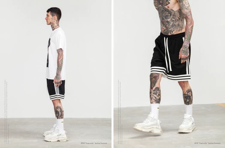 Thương hiệu thủy triều quốc gia nam và nữ BF đôi INS đường phố hip hop giản dị bóng rổ thể thao sọc nhấn quần short màu