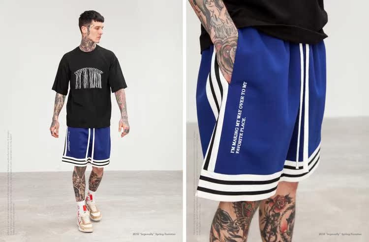 Thương hiệu thủy triều quốc gia nam và nữ BF đôi INS đường phố hip hop giản dị bóng rổ thể thao sọc nhấn quần short màu quần đùi