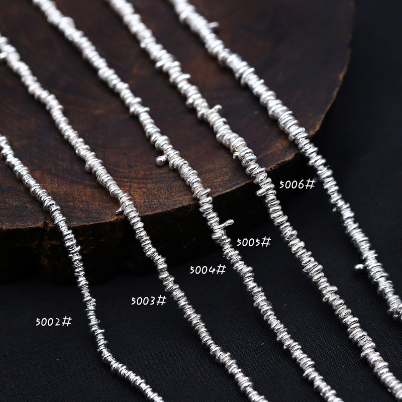 Irregular Silver Fragments with Several Spacer Pieces for Making Necklaces and Bracelets, Imported from Thailand, Handmade Pure Silver Accessories from Chiang Mai, Spacer Beads