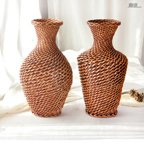 Large rattan vase Handmade flower basket Willow flower pot decoration insert dried flowers Window decoration Flower basket