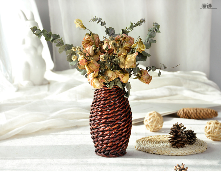 Bình hoa mây làm bằng tay giỏ hoa wicker hoa chậu trang trí cắm hoa trang trí nhà giả hoa chậu hoa - Trang trí nội thất mua đồ trang trí phòng ngủ