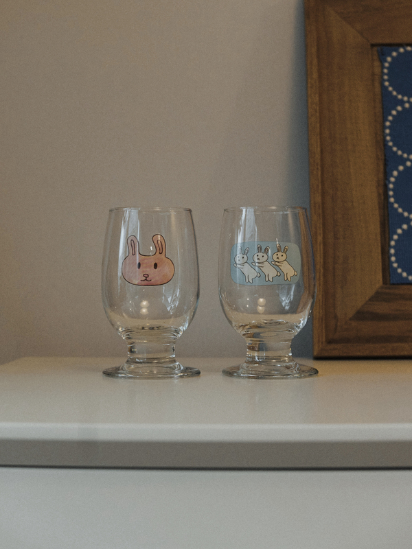 Niz Market Japanese Author Daisak Co-Branded Limited Edition Rabbit Glass Cup Gift Box Set for Gifting