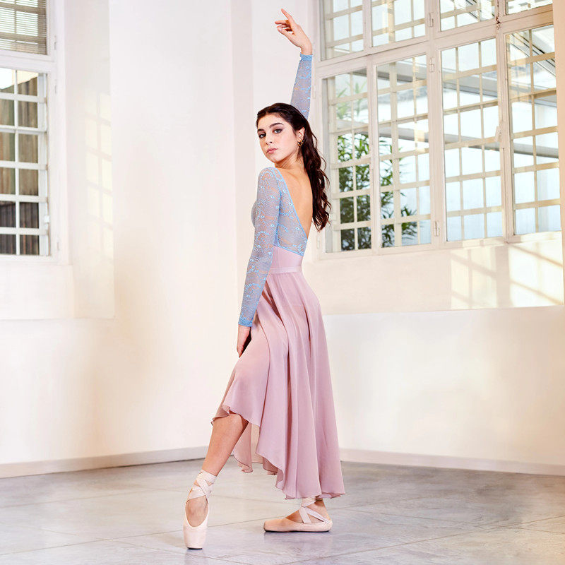 Italian imported DellaLo Milano long-sleeved lace dance ballet body exercise suit 21025