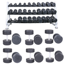  Baisheng tasteless round head dumbbell Fixed weight gym commercial rubber-coated dumbbell barbell handbell dead head dumbbell