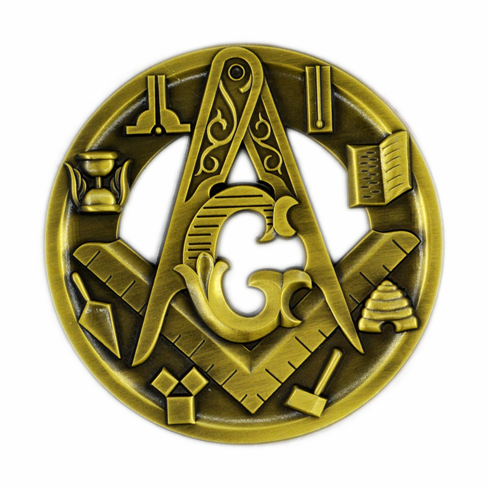 Masonic metal markers Antique house plaque Car modification three-dimensional hollow round head mark body sticker