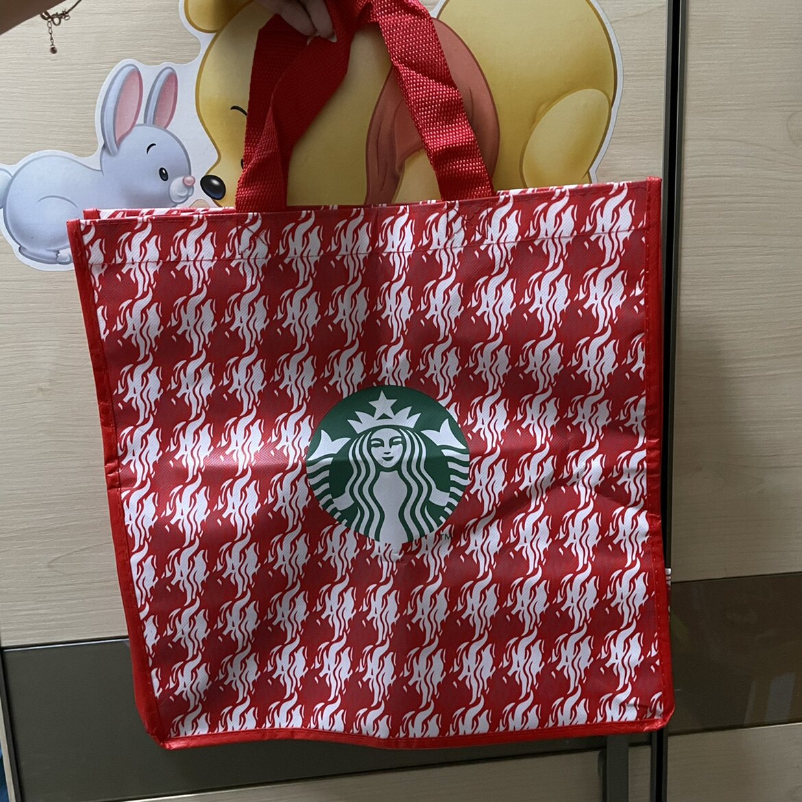 Spot Korea Starbucks red shopping bag (35x35x21cm)