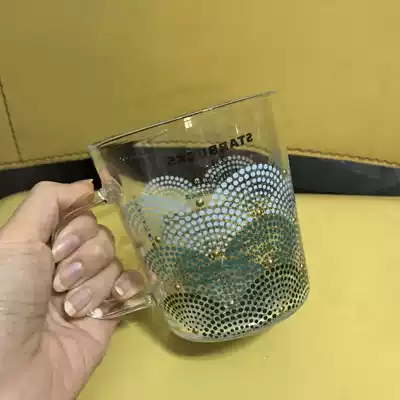 Spot Starbucks 2019 Anniversary Blue gradual layer retro fish scale pattern single-layer handle glass 12oz