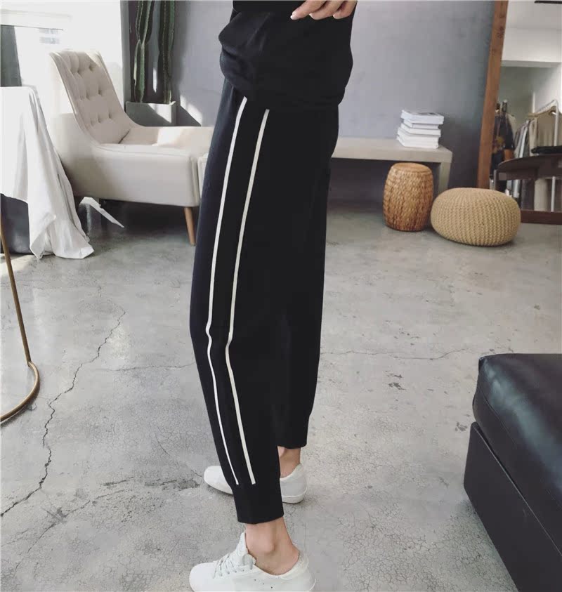 Len cao cấp tự giữ mùa đông nữ mới Hàn Quốc phiên bản trẻ trung khí chất hoang dã bên trắng thanh đan quần harem quần âu quần dài nữ