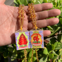 Nam no Amitabha Buddha pendant Buddha character lotus flower ring strict mantra pendant protective necklace multi-in-one pendant