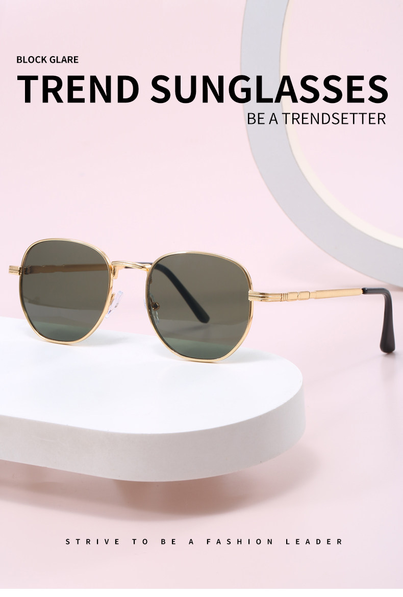 CLEAKOO太阳镜男女通用经典款多边框墨镜潮流金属太阳眼镜AD-T009详情1