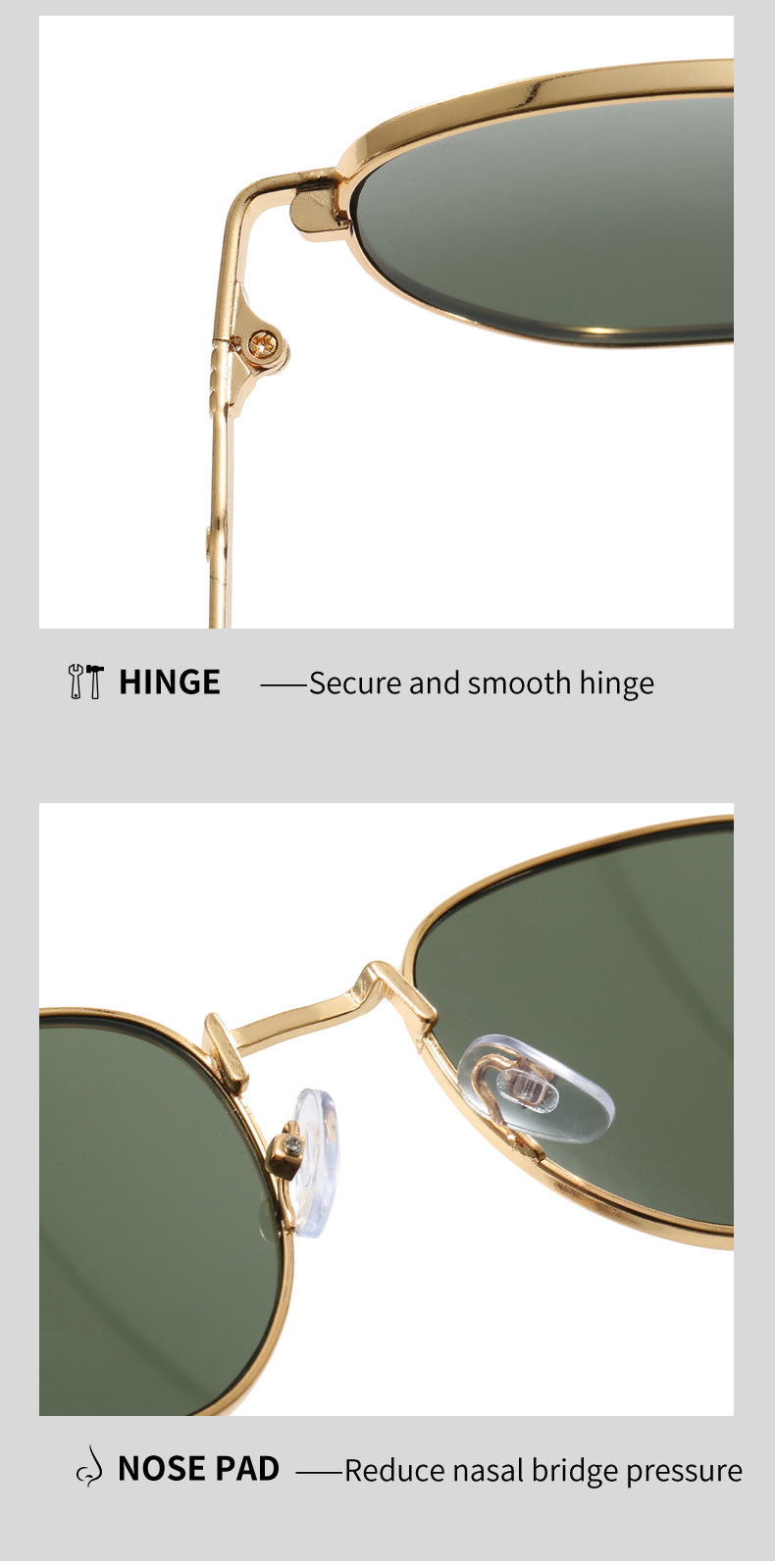 CLEAKOO太阳镜男女通用经典款多边框墨镜潮流金属太阳眼镜AD-T009详情13