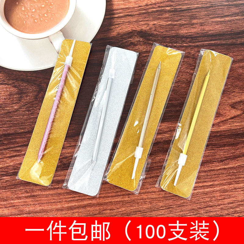 Straight rod candle pencil curve Little bear love metal texture wax Korean Seven-Eve Valentine's Day Cake Decoration