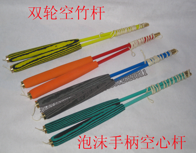 Promotion foam handle hollow glass fiber double wheel empty bamboo pole professional empty bamboo pole 34 cm long