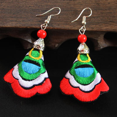Ethnic style handcrafted patchwork fabric earrings, retro charm, Bohemian women's earrings, delicate women's earrings