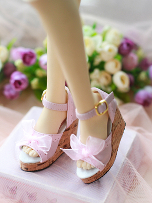 taobao agent [Flower Ling] SD16/GR/1/3 1/4 high -heeled shoes Small fresh women's shoes, butterfly knot wooden heel sandals