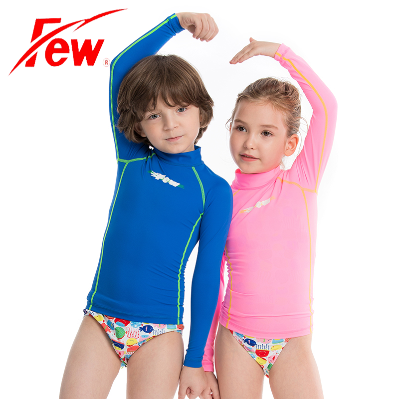 Flutter FEW boys' and girls swimsuit sunscreen top long sleeves quick drying comfort waterproof insect bite waterproof mother sting 1042
