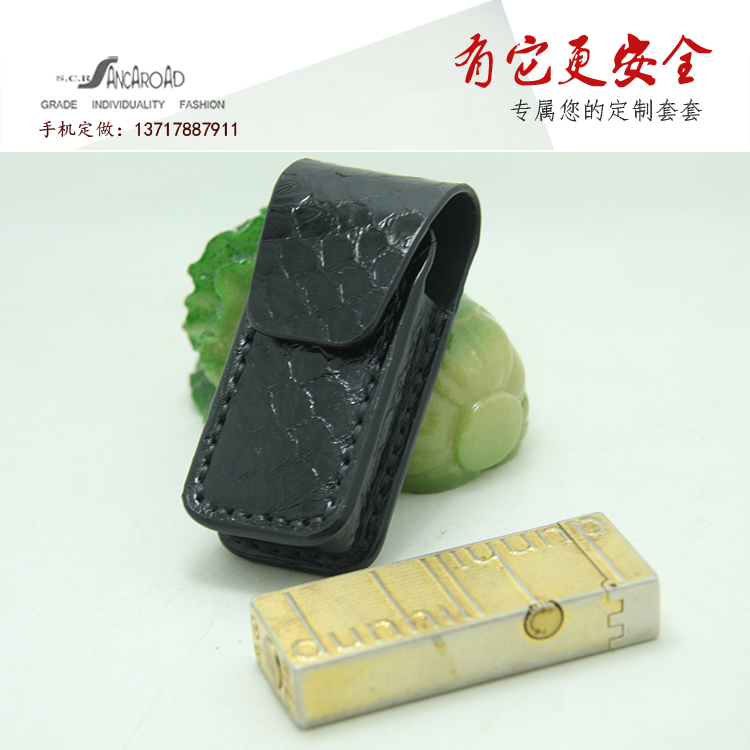 Real Snake Leather Handmade Lighter Sleeve Applicable Denjoy Road Hung Waist Anti-Fall Business Man Universal Leather Cover Fashion Personality