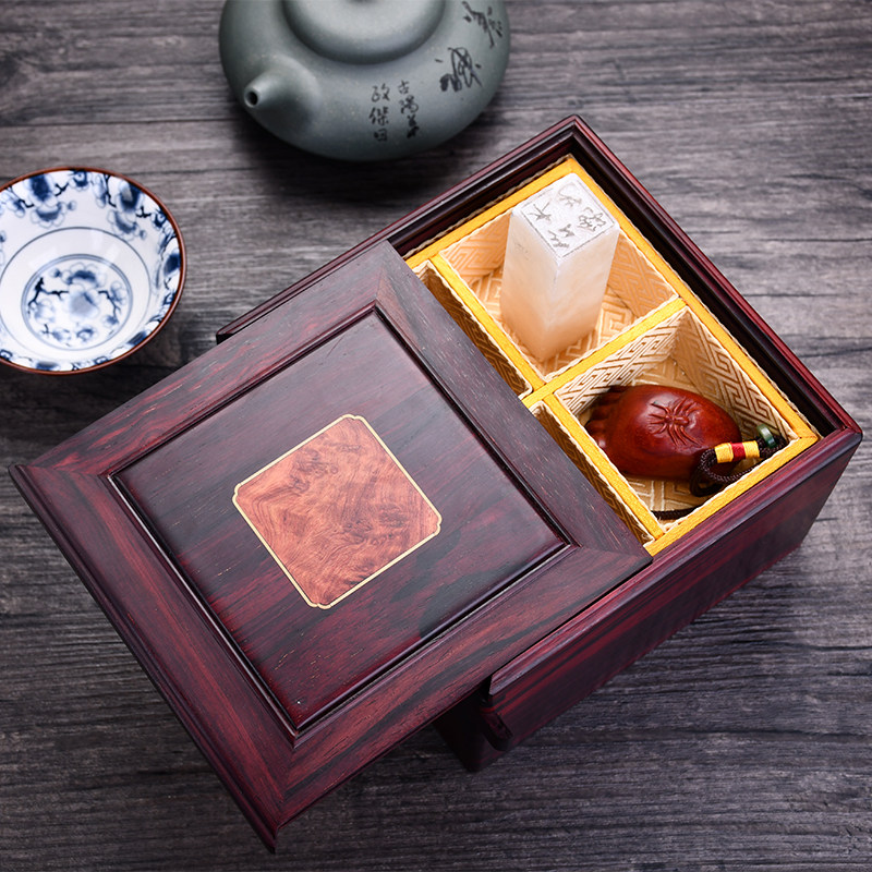 Rosewood organ collection box mahogany jewelry box jewelry box vintage mortise solid wood box double layer text play storage box