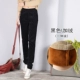 Quần nhung kẻ cộng với nhung dày co giãn eo quần âu cao eo cao mm mm cỡ lớn mùa thu và quần nhung dài mùa đông quần legging lửng