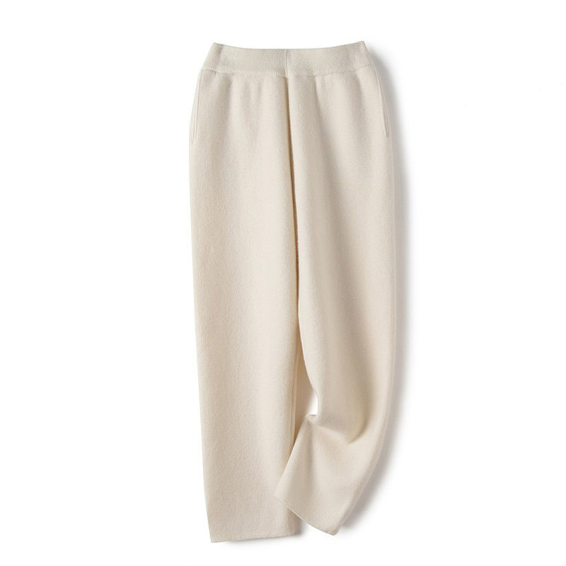 22 Chunqiu Mountain cashmere knitted pencil pants female outside wearing high waist thickened pituitary loose casual straight cylinder small footfall pants
