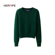 Autumn and winter New round neck thick short Japanese sweet sweater high waist women pullover cashmere sweater loose thin