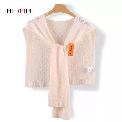 Korean version of the new Joker cashmere shawl wool knitted scarf shoulder neck hollowed out outside cloak thin air-conditioning shirt Women