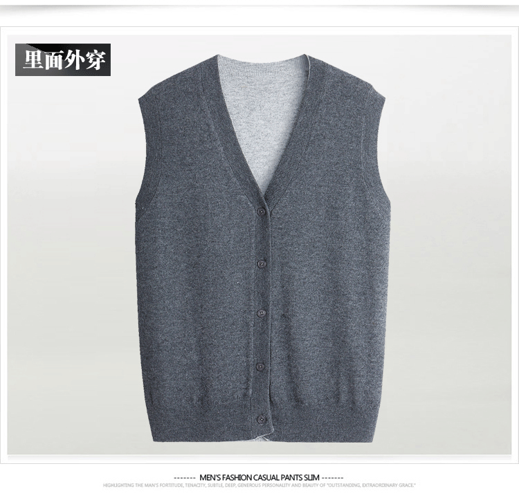 2017 mùa xuân và mùa thu mặc trung niên len vest cardigan nam cha vest vest len ​​đan vest vest nam kích thước lớn