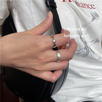 hellojune 925 silver ring cirque ring glossy surface twill ring round link ring silver ring
