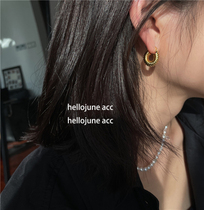 hellojune Copper Gold Gold Ring Threaded Ear Ring Summer French Simple Small Round Earrings