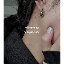 hellojune silver glossy surface arched oval ring egg-shaped earring circle advanced design sensuous silver ear button