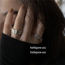 hellojune 925 silver matte matte matte face bump texture handmade ring men and women dark ring