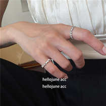 hellojune 925 silver bright drill splicing ring 5-star row drill with soft chain ring female star ring tail ring