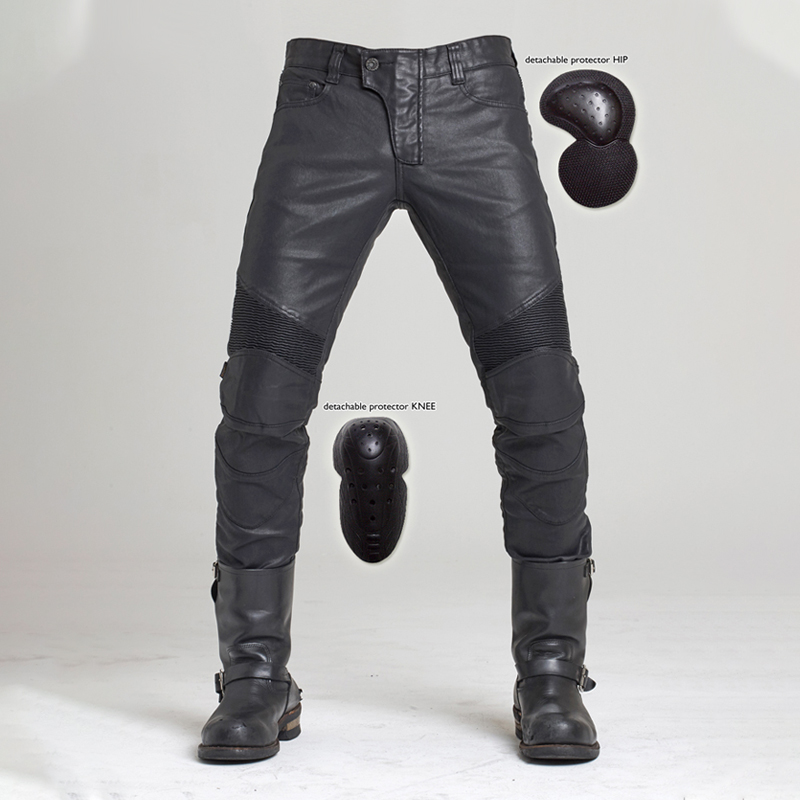 uglybros personality black coated men harei motorcycle riding pants washed swarm with jeans long-Taobao