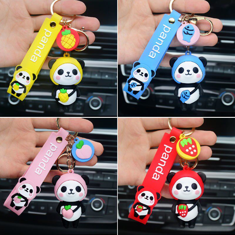 Creative cartoon cute ice snow doll panda keychain net red mascot men and women pendant couple gift