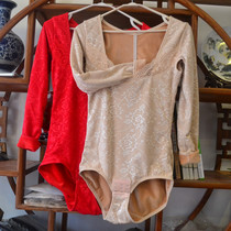 Winter plus velvet thickened thermal underwear Triangle one-piece body shaping underwear Long-sleeved shoulder protection waist protection Warm palace stomach tightness